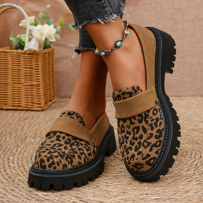 Lorena - Leopard Print Platform Loafers