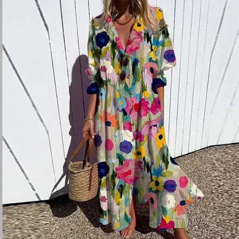 Romy - Boho Puff Sleeve Maxi Dress