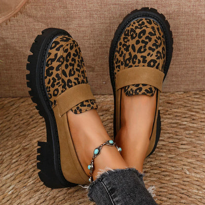 Lorena - Leopard Print Platform Loafers