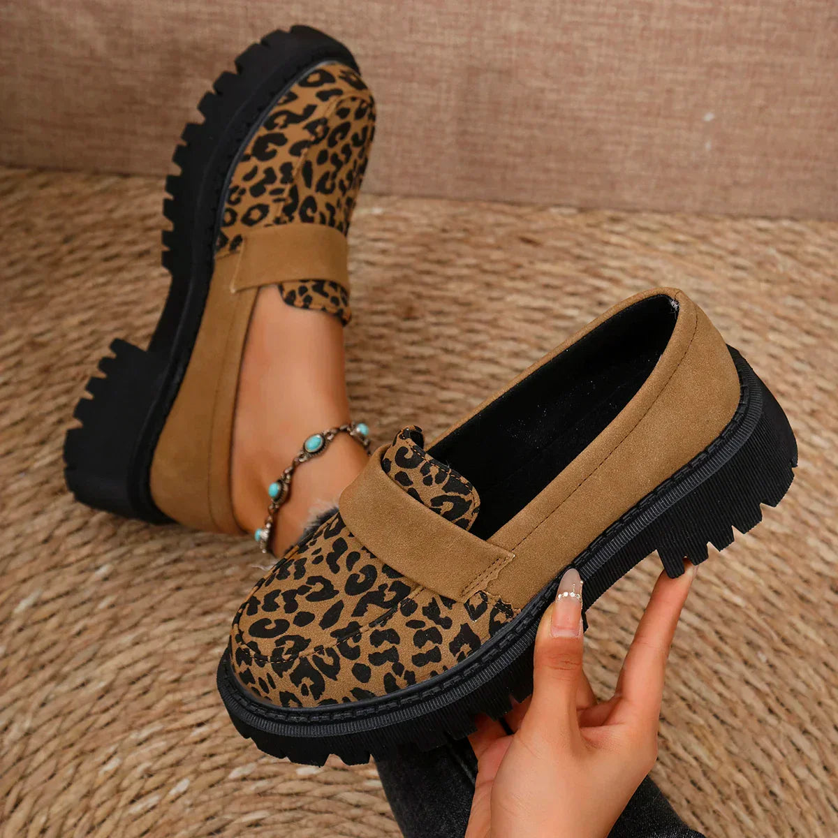 Lorena - Leopard Print Platform Loafers
