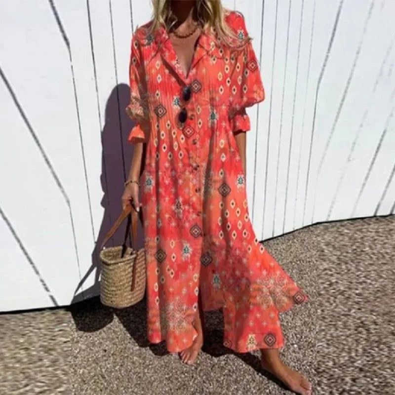 Romy - Boho Puff Sleeve Maxi Dress